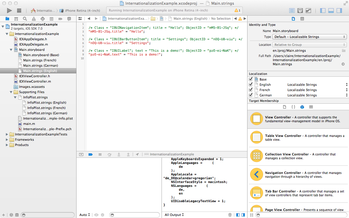 Xcode project layout during internationalization