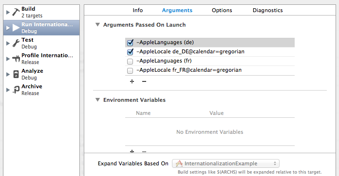 iOS app launch arguments to set the language and regional settings